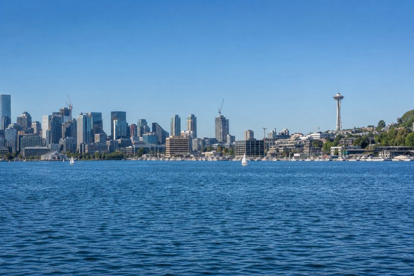 Lake Union shoreline and Seattle city views for the Paddle Rave